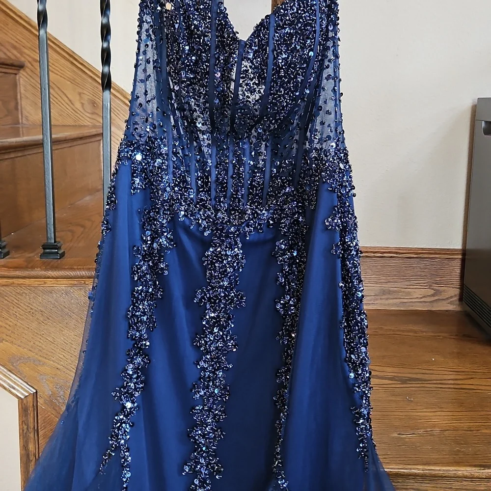 Jovani Royal Blue Formal Mermaid Dress - Picture 4 of 12